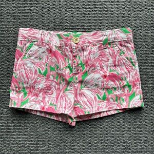 Lilly Pulitzer Mini Callahan Shorts Girls Size 6 Pink Flamingo